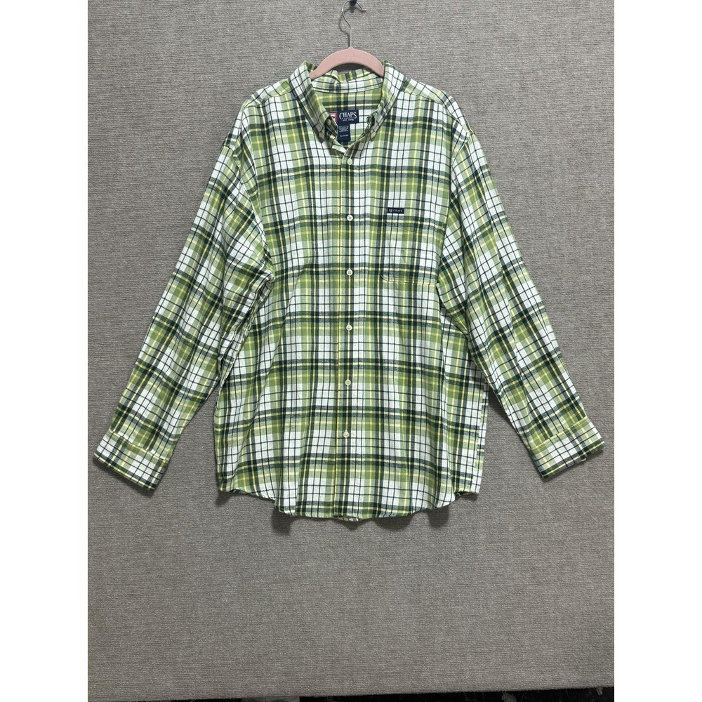 Chaps Shirt Mens XL Plaid Button Down Long Sleeve Flannel Pocket